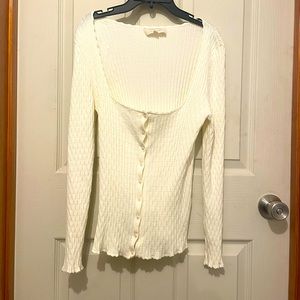 La Maille Sezane Button Up Long Sleeve Blouse